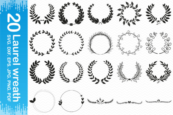 20 Laurel Wreath Floral Clipart