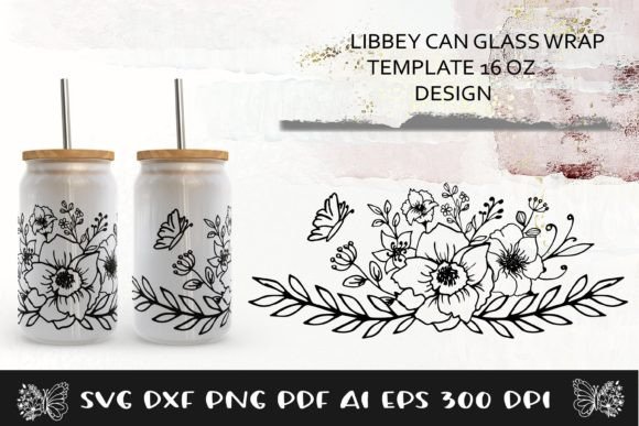 Can Glass Wrap Flowers SVG. Libbey Glass