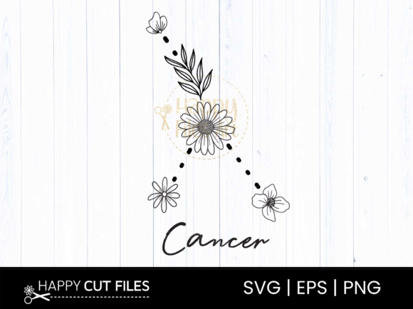 Cancer Floral Zodiac Sign SVG PNG