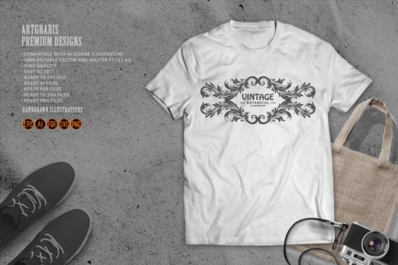 Classic Floral Badge Outline SVG