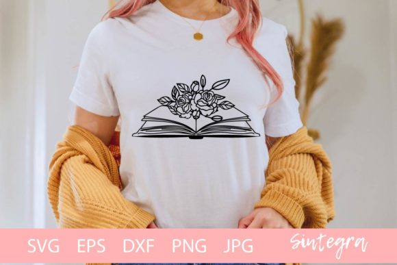Floral Book Reading SVG Cut File