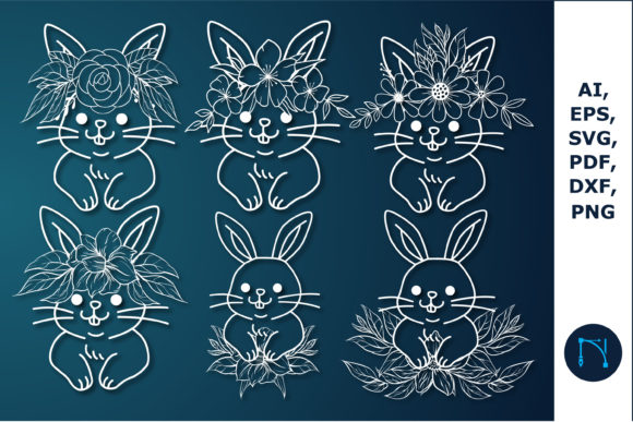 Floral Easter Bunny Cut SVG Bundle