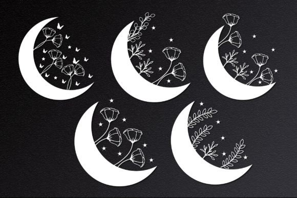 Floral Flower Sun Moon SVG