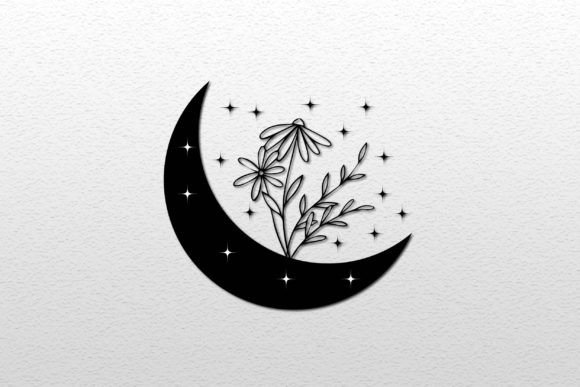 Floral Moon Cut File SVG