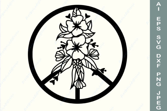Floral Peace Sign SVG for Hippie Shirt Projects