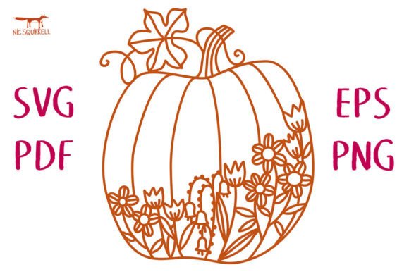 Floral Pumpkin Papercut SVG File