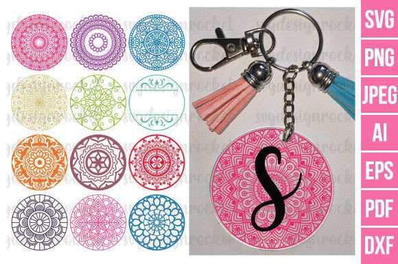 Floral Round Pattern Keychain SVG