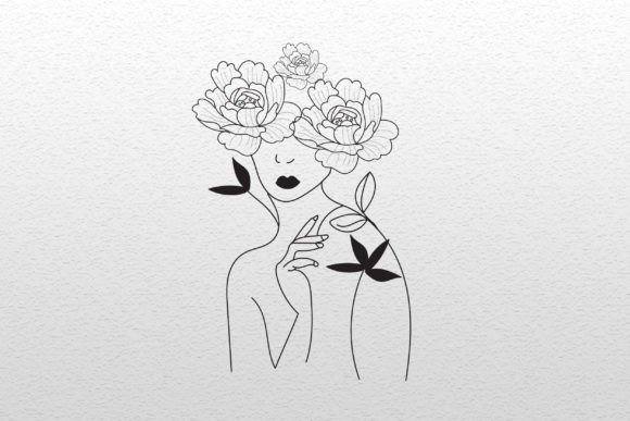 Floral Woman Face SVG