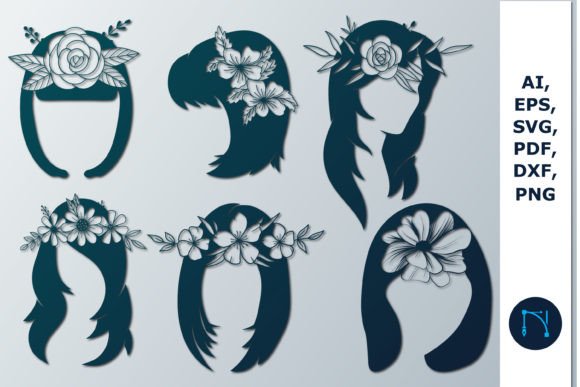 Floral Woman Hairstyle SVG Bundle