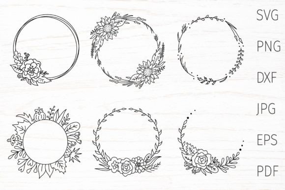Floral Wreath Frame SVG Bundle, Flower