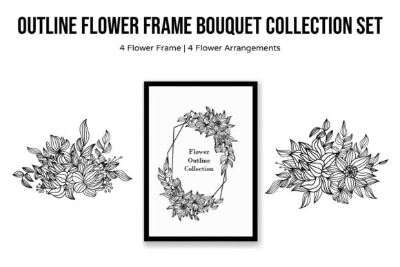 Flower Frame Bouquet Line Art Decoration