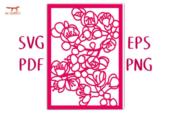 Flowering Quince Greetings Card SVG Cut