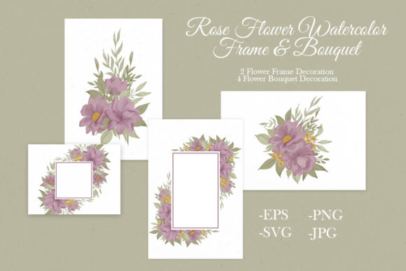 Frame Bouquet Flower Watercolor Set