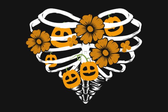 Halloween Pumpkin Floral Skeleton Shirt