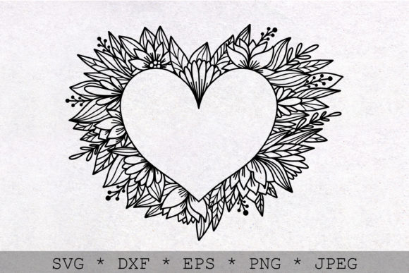 Heart Wreath. Floral and Flower Frame