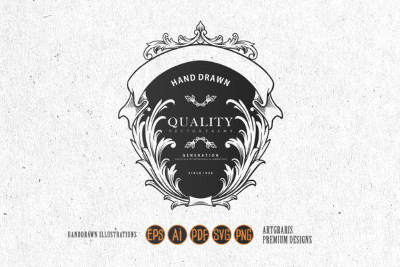 Luxury Floral Badge Frame Vintage SVG