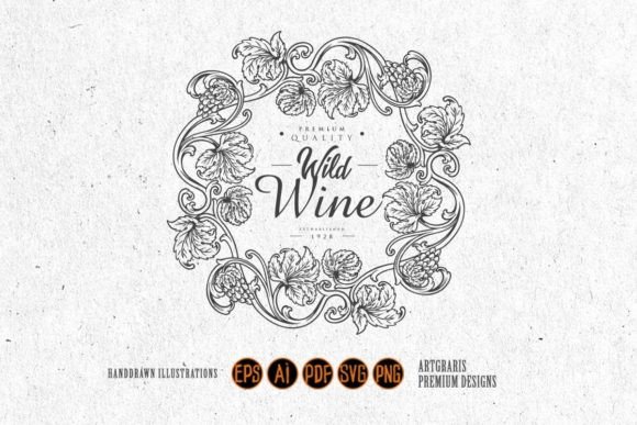 Luxury Vintage Wine Floral Label Mono