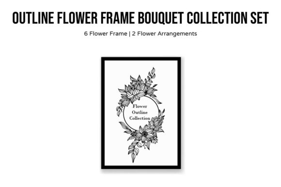 Outline Flower Frame Bouquet Collection