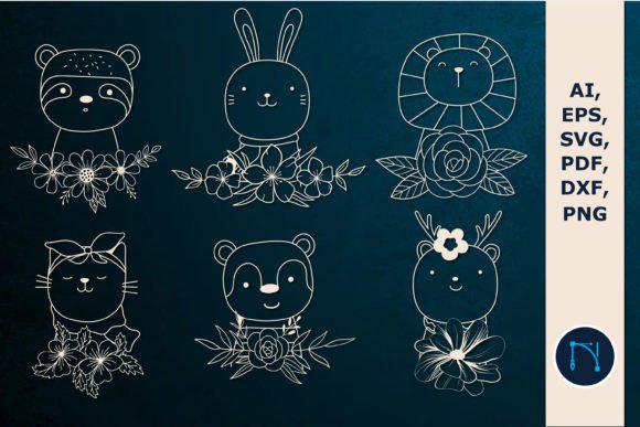 Paper Cut Floral Animal Face SVG Bundle
