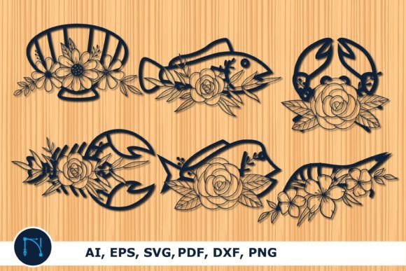 Paper Cut Floral Sea Fish SVG Bundle