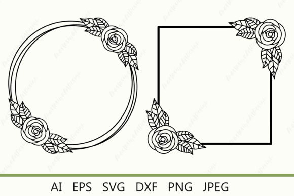 Roses Wreath SVG: Square Floral Border