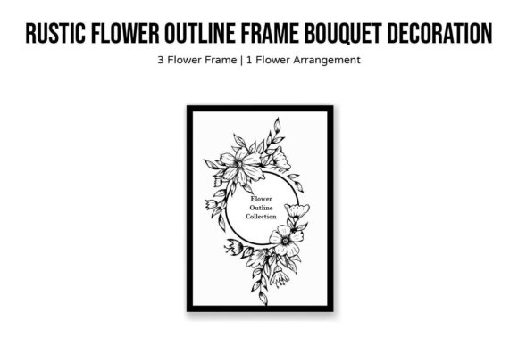 Rustic Flower Outline Frame Bouquet Set