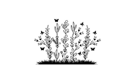 Small Floral Garden Wall Art SVG