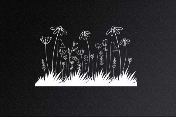 Small Floral Garden with Grass SVG