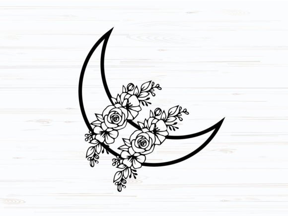 Sun Moon Floral Clip Art SVG