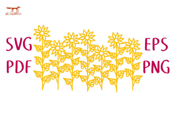 Tall Sunflowers Repeating Border SVG Cut