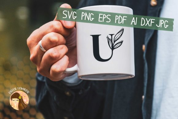 U – Floral Letter Design SVG EPS PDF JPG