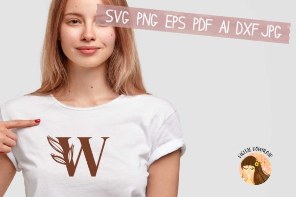 W – Floral Letter Design SVG EPS PDF JPG